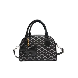 Trendy women bowling handbag with chevron print, versatile single shoulder crossbody bag.