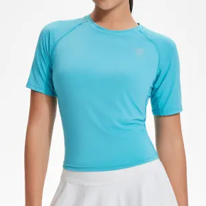 Γυναικείο κοντομάνικο crop top γυμναστικής yoga t-shirt αθλητικό εφαρμοστό ρούχο