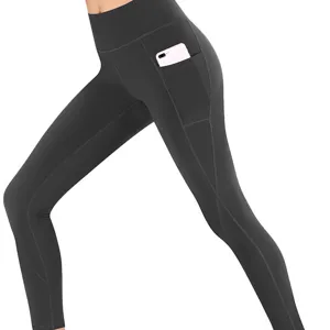 High-waisted yoga pants for women with side pocket, stretchy fitness leggings for workout.