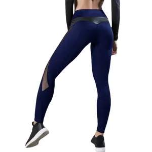 Women sexy yoga pants high waist push up fitness leggings mesh spliced sports trousers