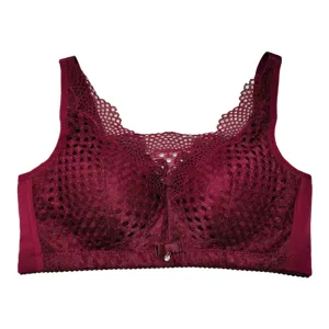 Reggiseno senza ferro pizzo taglie forti intimo borgogna fascia top comfort quotidiano