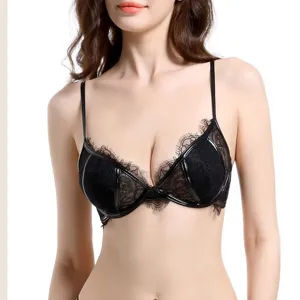 Women Sexy Lace Rabbit Ear Cup Bra Push Up Breathable Thin Mold Cup Nylon Underwear Black Mustard Green Rose Red Bralette