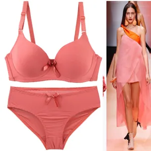Women Seamless Bra And Panty Set Nylon Push Up Lingerie Set One Piece Smooth Lingerie Top And Bottom Simple Casual Everyday