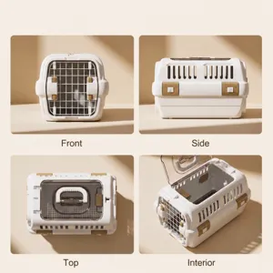 Boîte de transport portable pour animaux chat boîte de voyage avec couvercle transparent et aérations