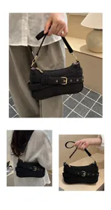 Vintage denim schoudertas voor vrouwen, stijlvolle tas met gespriem voor dagelijks gebruik.