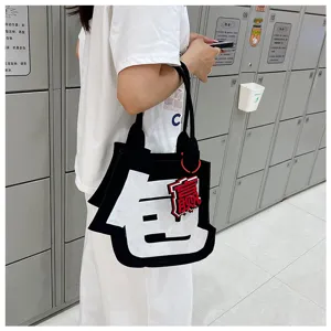 Abstract creative felt tote bag unique Chinese character handbag casual commuting daily bag