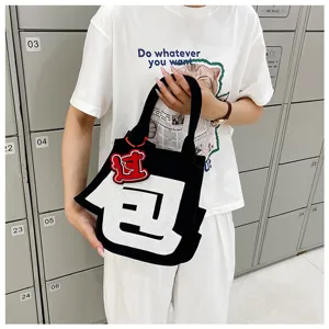 Creative Chinese character felt tote bag casual fashion commuter handbag for daily use