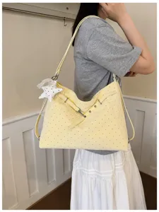 Casual τσάντα tote από καμβά με πουά μοτίβο, μεγάλη χωρητικότητα, ευέλικτος σχεδιασμός.