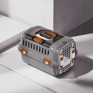 Portable pet airline crate for cats and dogs, large travel carrier box for outdoor trips.