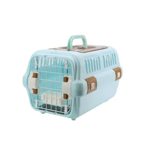 Cage de transport portable pour chat chien, boîte de voyage respirante avec porte grillagée