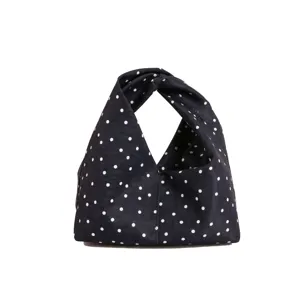 Sac à main nuage à pois pour femme, sac bandoulière en tissu décontracté avec poignée nouée.