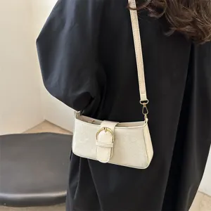 Chic retro minimalista donna spalla baguette borsa, elegante borsa a tracolla casual estiva.