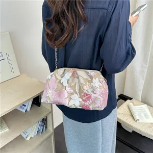 Sac à bandoulière tendance en chaîne brodé de fleurs de paillettes d'été pour femme chic