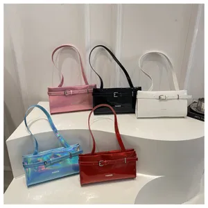 Trendy patent leather women shoulder bag minimalist fashion casual underarm bag multi color