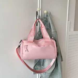 Bolso bandolera cilíndrico rosa, bolso casual de nylon para mujeres y chicas de moda.