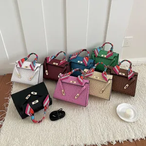 Women ostrich pattern shoulder bag luxury design top handle handbag multi color stylish commuter bag