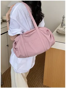 Korean style solid color large capacity shoulder bag casual tote bag for women daily commute.