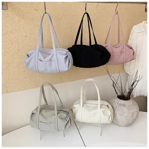 Solid color casual commute tote bag large capacity shoulder bag for women daily use