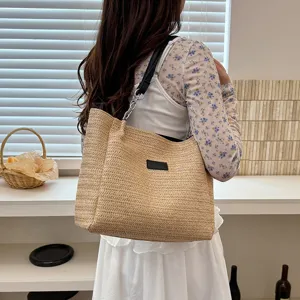 Strohtasche Große Kapazität Strand Schultertasche Sommer Gewebte Handtasche Damen Casual