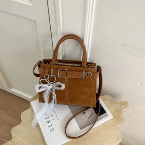 Donna vintage commuter PU pelle borsa elegante fibbia tracolla borsa a spalla marrone