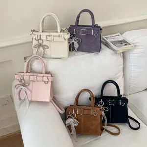Borsa a mano casual da donna retro borsa a tracolla spalla con decorazione di fibbia.
