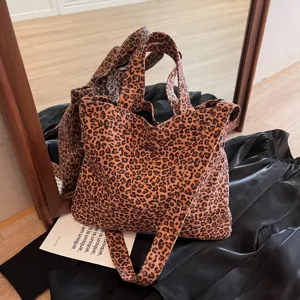 Trendy Niche Design Suede Leopard Print Tote Bag Large Capacity Shoulder Crossbody Bag For Women Fashion Chic Everyday Carry Bag