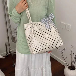 Japanische Pünktchen-Tragetasche, lässige Schultertasche mit großem Fassungsvermögen