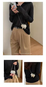 Sac Bandoulière Mini Mouton Argenté Métallique Mode Mignon Designer Chic pour Femme