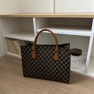 Borsa Tote da Donna alla Moda con Stampa di Lettere Monogramma in Pelle PU Grande Capacità Borsa a Tracolla Classica da Pendolare