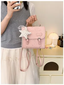 Zaino in pelle rosa con motivo a stelle donna stile casual carino borsa a tracolla