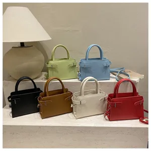 Stylish minimalist women small square handbag chic casual crossbody tote bag multi-color display