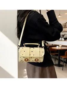 Chic stylish yellow polka dot pillow bag women shoulder handbag trendy fashion casual bag