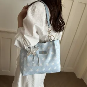 Casual grote capaciteit sterren print schoudertas shopper voor dames dagelijks pendelen.
