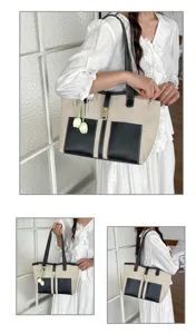 Bolso tote de lona para mujer, bolso de hombro de gran capacidad con diseño chic.
