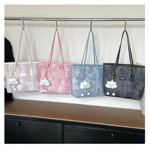 Sac cabas décontracté de grande capacité pour femmes, joli pendentif nuage, élégant.