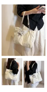 Large capacity women tote bag casual minimalist star print shoulder bag daily chic handbag