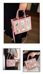 Retro cat tarot card tote bag, vintage PU leather single shoulder crossbody handbag for women.