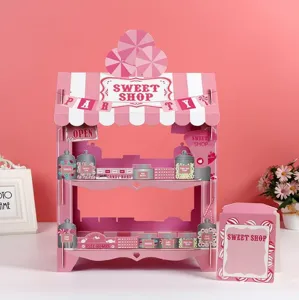 Children birthday party paper cupcake stand 3 tier cardboard candy shop display tower