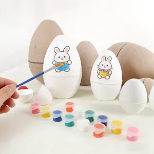 Kit de pintura para huevos de pascua de papel con pinturas multicolor y pincel artesanal.