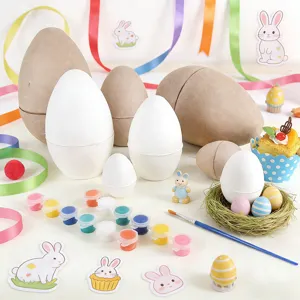 Huevos de Pascua de Pulpa de Papel DIY Biodegradables Huevos Artesanales En Blanco Pintables Adornos Colgantes Decorativos Para Fiesta