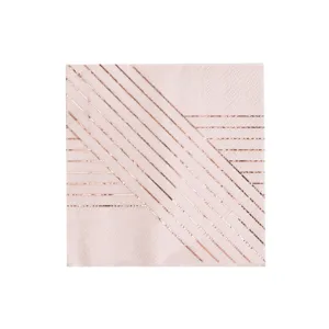 Rose gold geometric foil detail on pink paper napkin, perfect for party and picnic table decor.