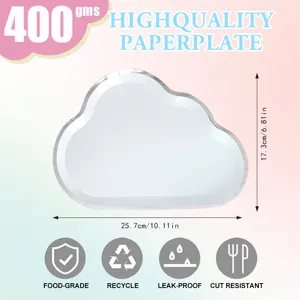 Suss Pappteller Wolke 8 Stuck Einweg Geschirr Goldfolie fur Geburtstag Party Picnic 400gsm