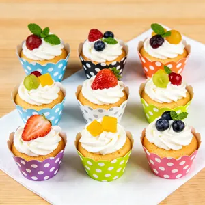 Disposable Paper Cupcake Wrappers Polka Dot Baking Cake Cases Cupcake Liners For Party Wedding Dessert Decoration