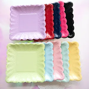 Assiettes en Papier Jetables Gaufrées Florales Vaisselle de Fête pour Gâteau d'Anniversaire Dessert Goûter Célébration de Mariage