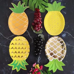 Ananas Pappteller einweg Partygeschirr goldfolie Obst Dessert Teller Set für Party