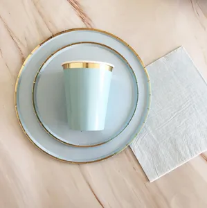 Wegwerfblaue Pappteller Becher Party Geschirr Set fuer Geburtstag Hochzeit Picknick Desserttisch