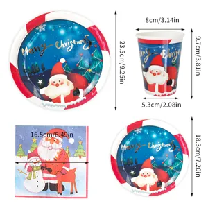 Kerst wegwerp servies set papieren borden bekers servetten feest decoratie benodigd
