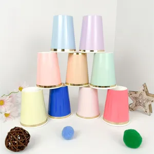 Gobelets en Papier Jetables Double Couche Bronzés de Couleur Unie Pour Boissons Froides Café Jus Fête Pique-nique