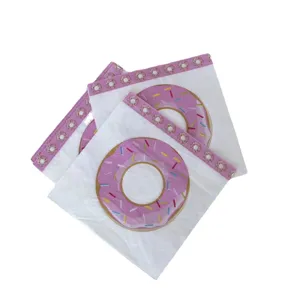 Serviettes en papier jetables à motif de donut rose pour vaisselle de fête vue principale