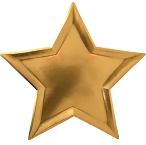 Goldene Stern Pappteller metallische Folie Einweggeschirr für Geburtstag Party Dekoration